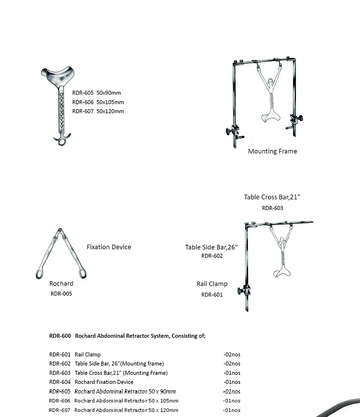 ROCHARD Retractor Systems Complete set consisting of